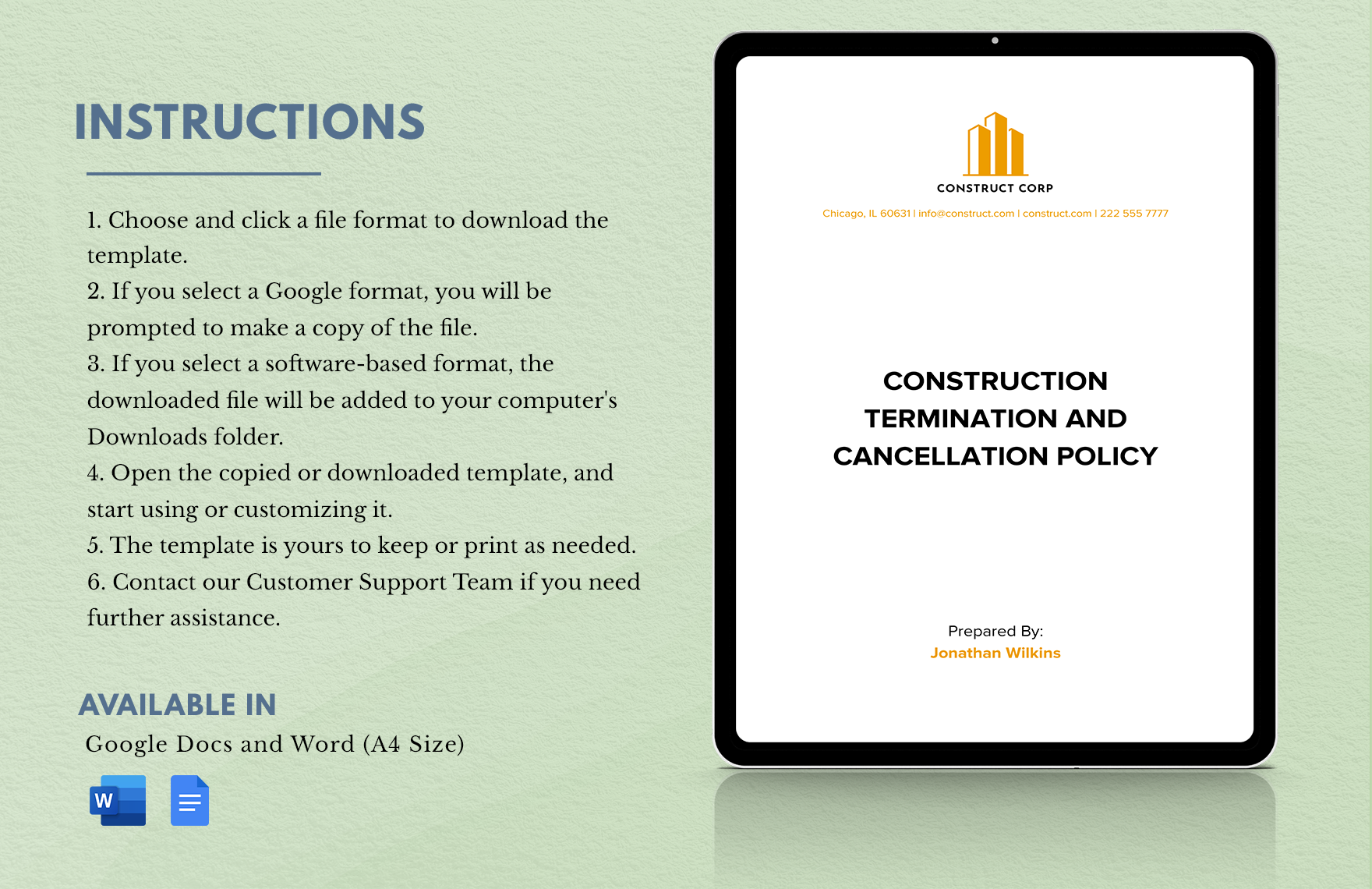 Construction Termination and Cancellation Policy Template