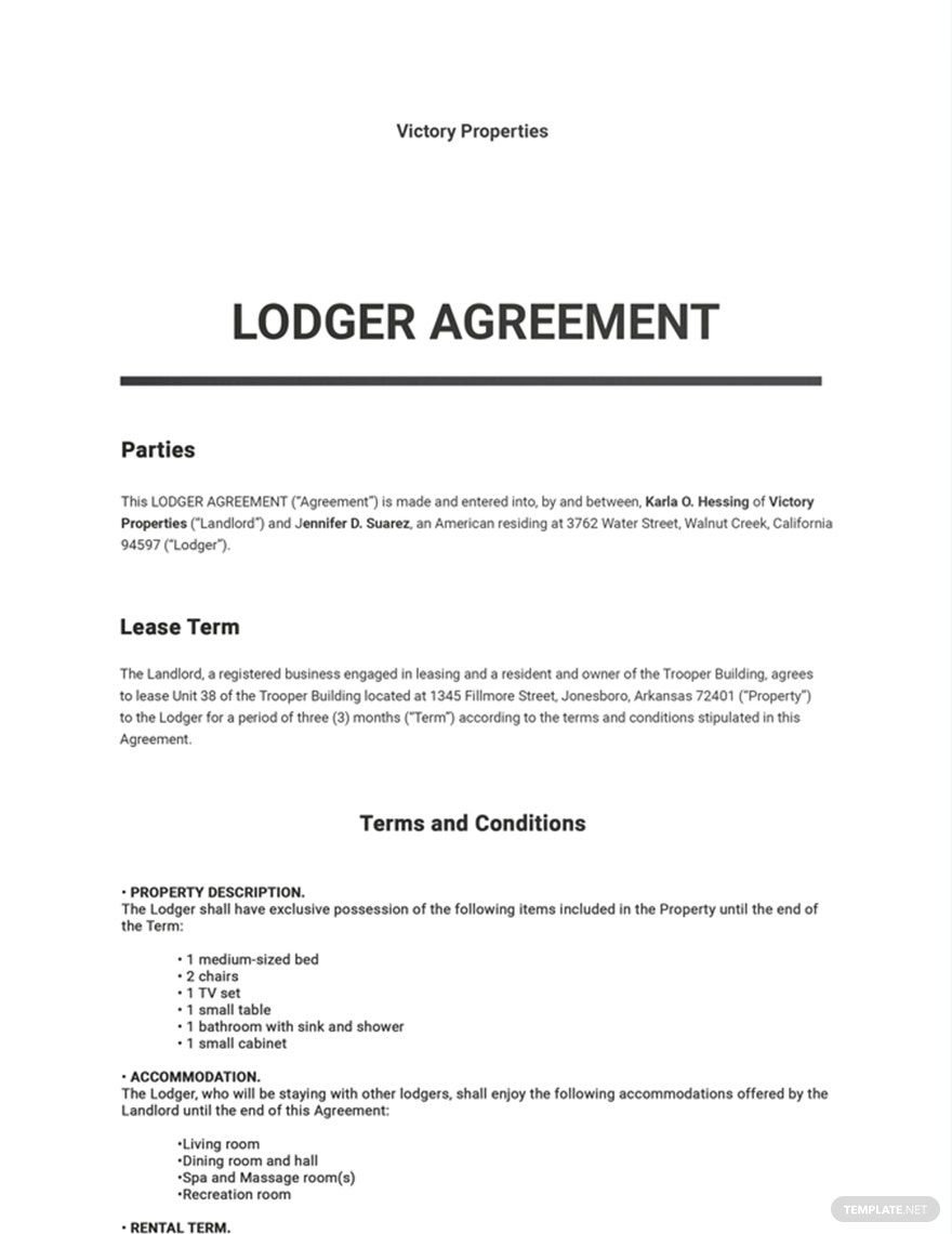 Lodger Agreement Template Google Docs, Word, Apple Pages