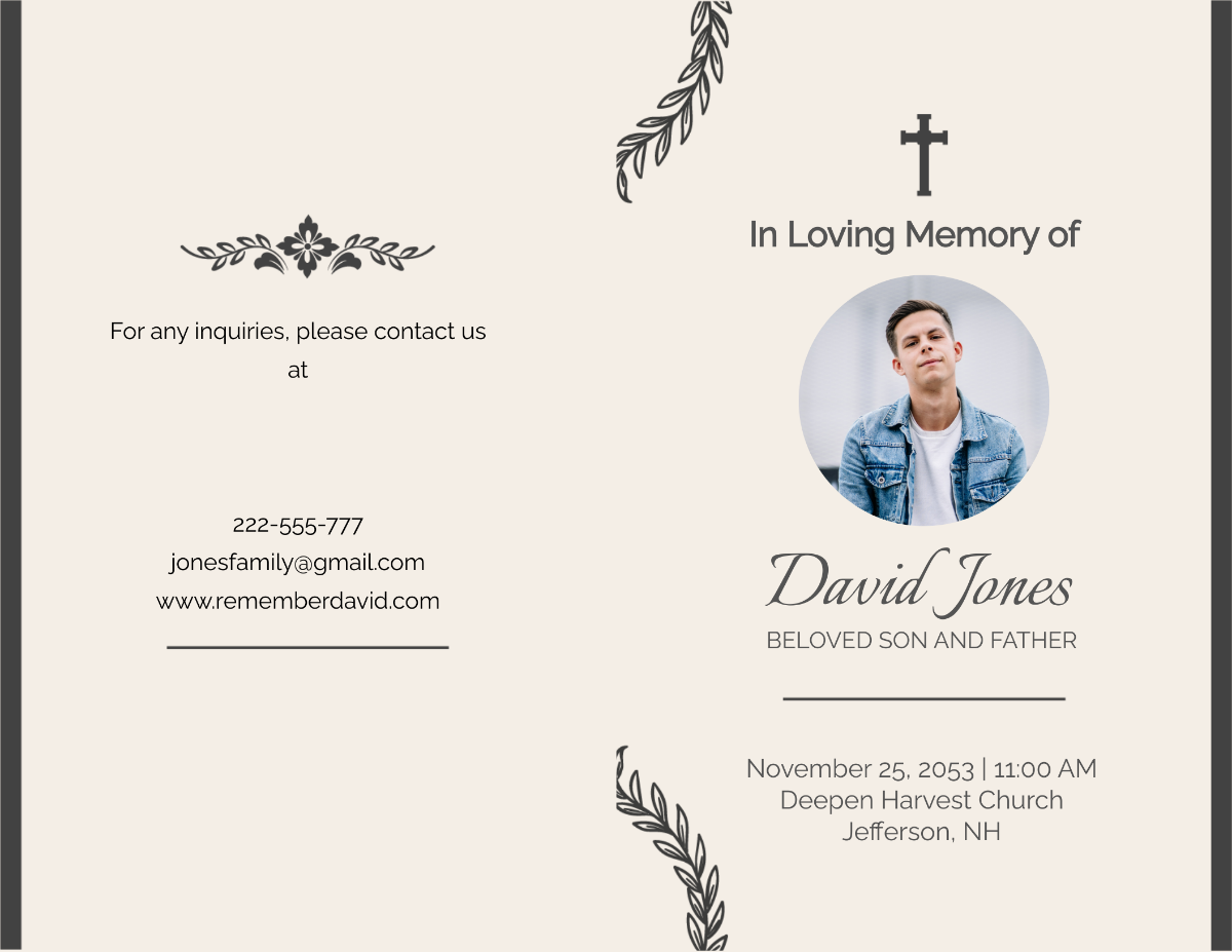 Religious Memorial Funeral Program Template