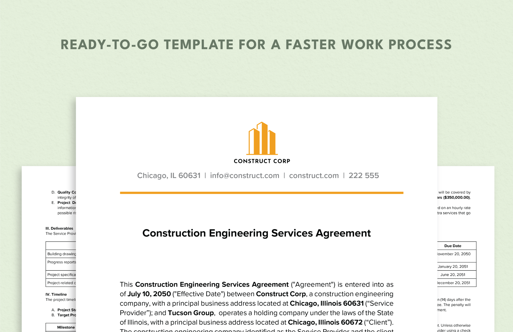 Construction Engineering Services Agreement Template