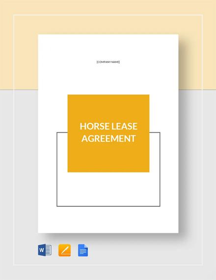 Horse Lease Agreement Template