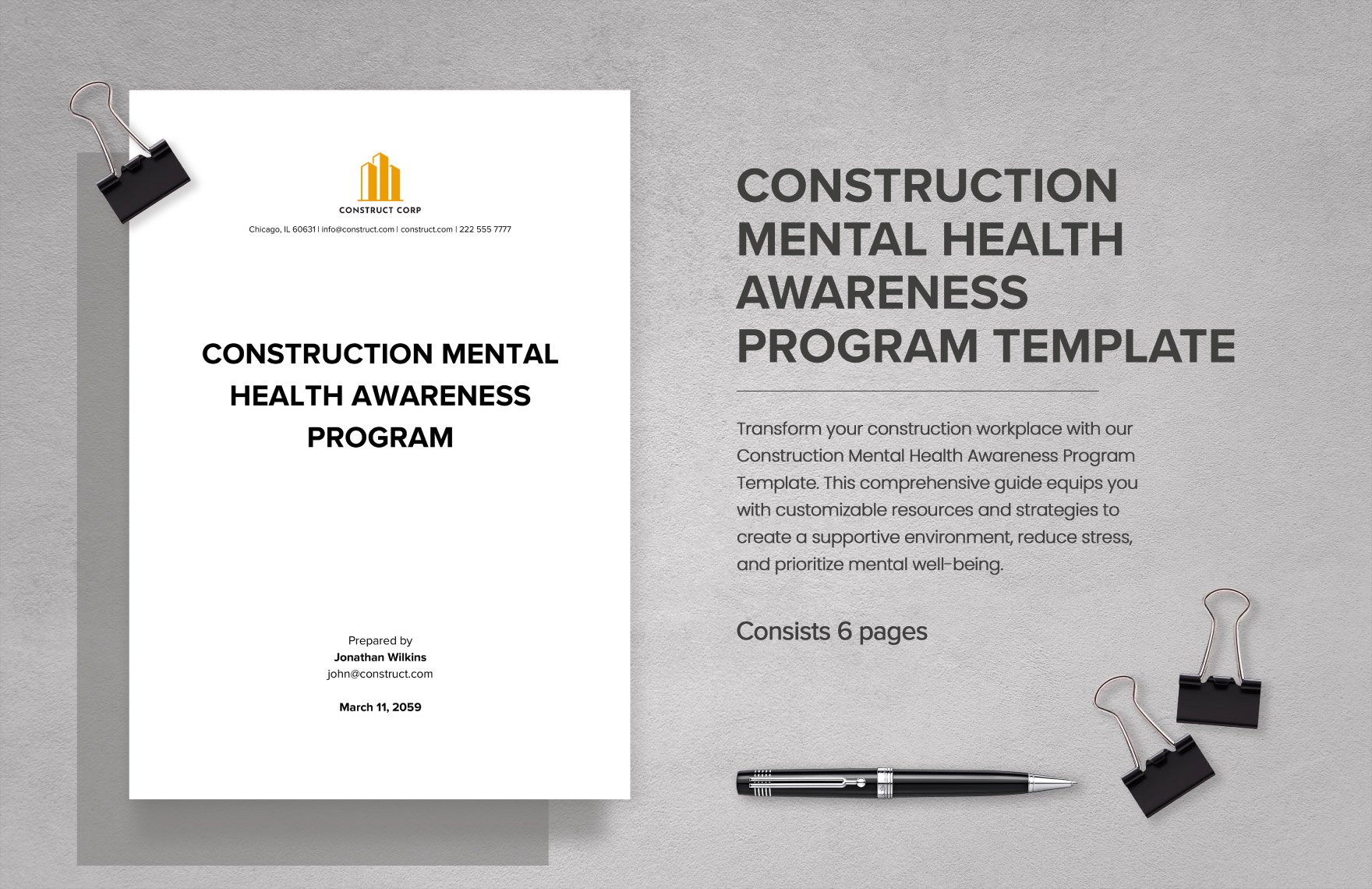 Construction Mental Health Awareness Program Template