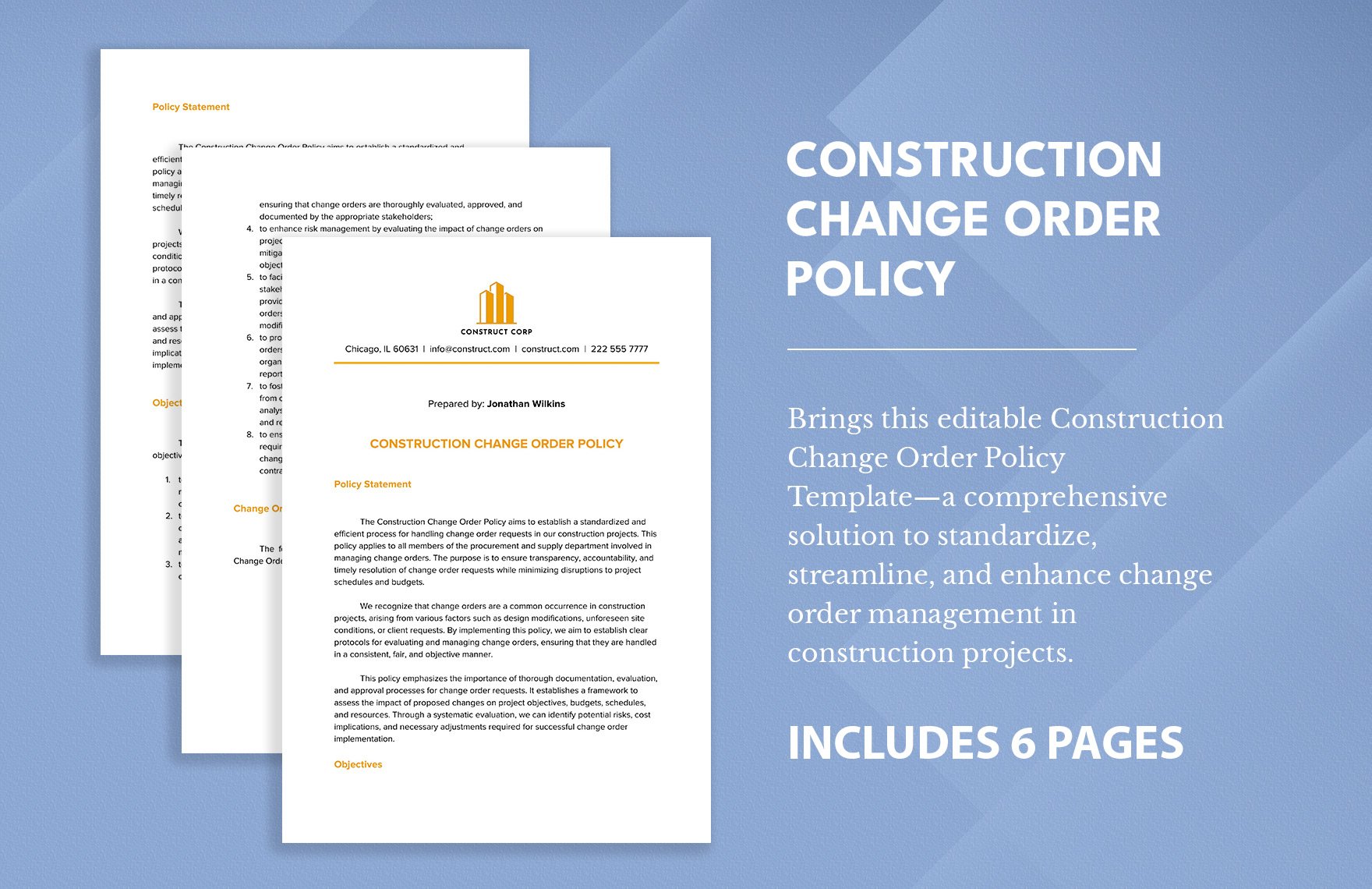 Construction Change Order Policy
