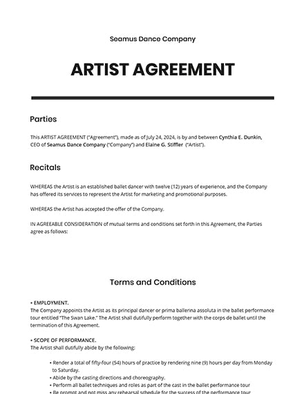Artist Agreement