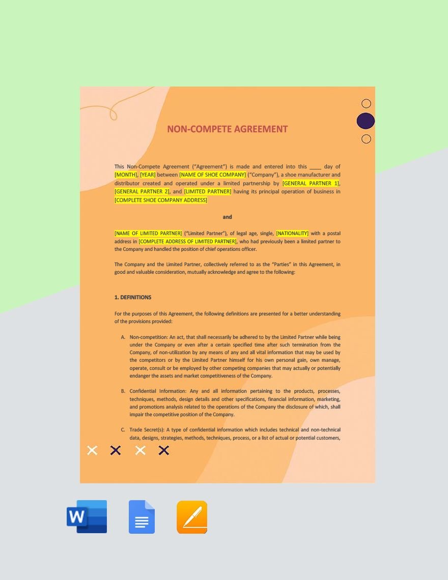Business Non-Compete Agreement Template