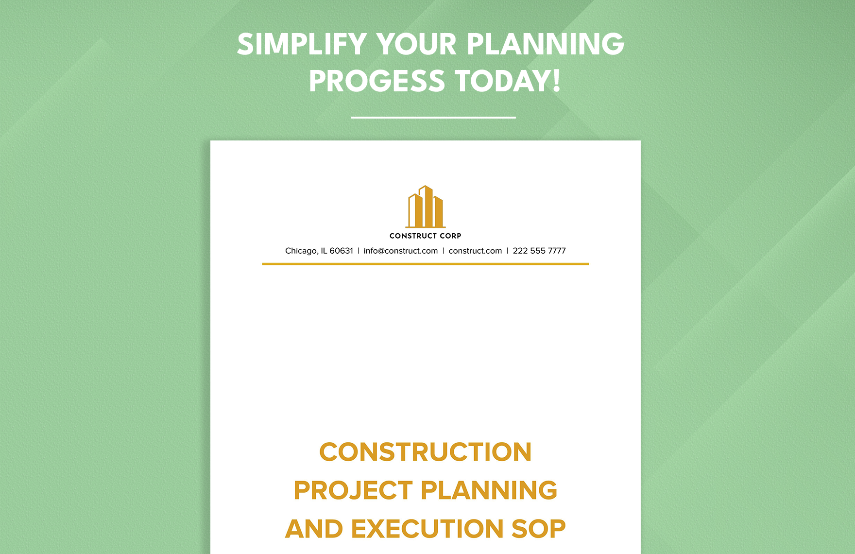 Construction Project Planning and Execution SOP