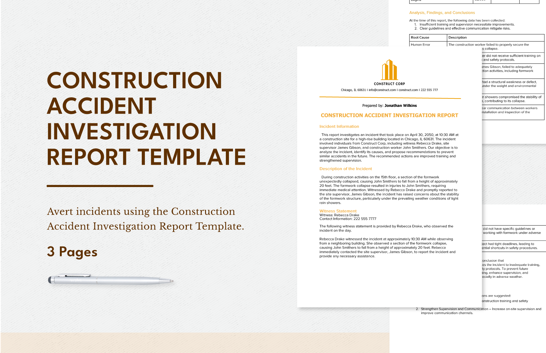 Construction Accident Investigation Report Template