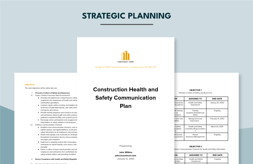 Construction Health and Safety Communication Plan Template