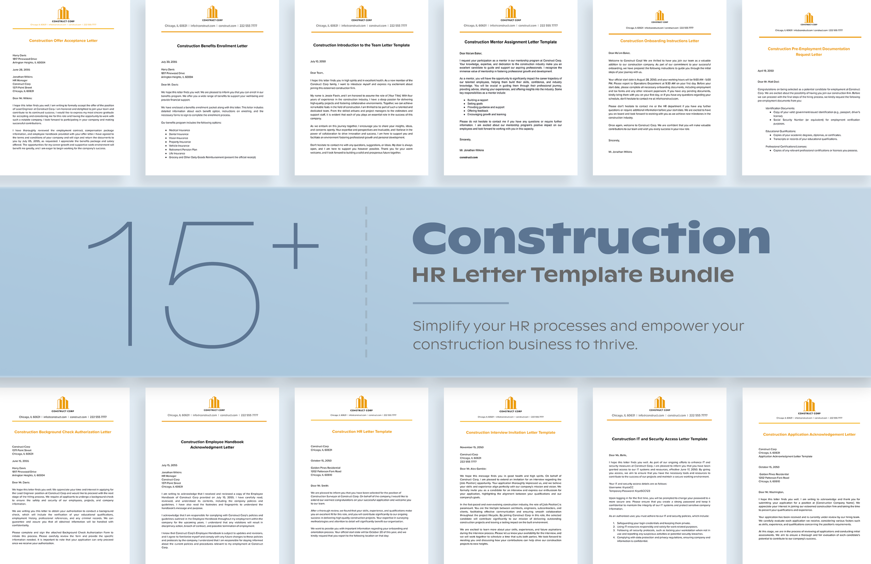 15+ Construction HR Letter Template Bundle