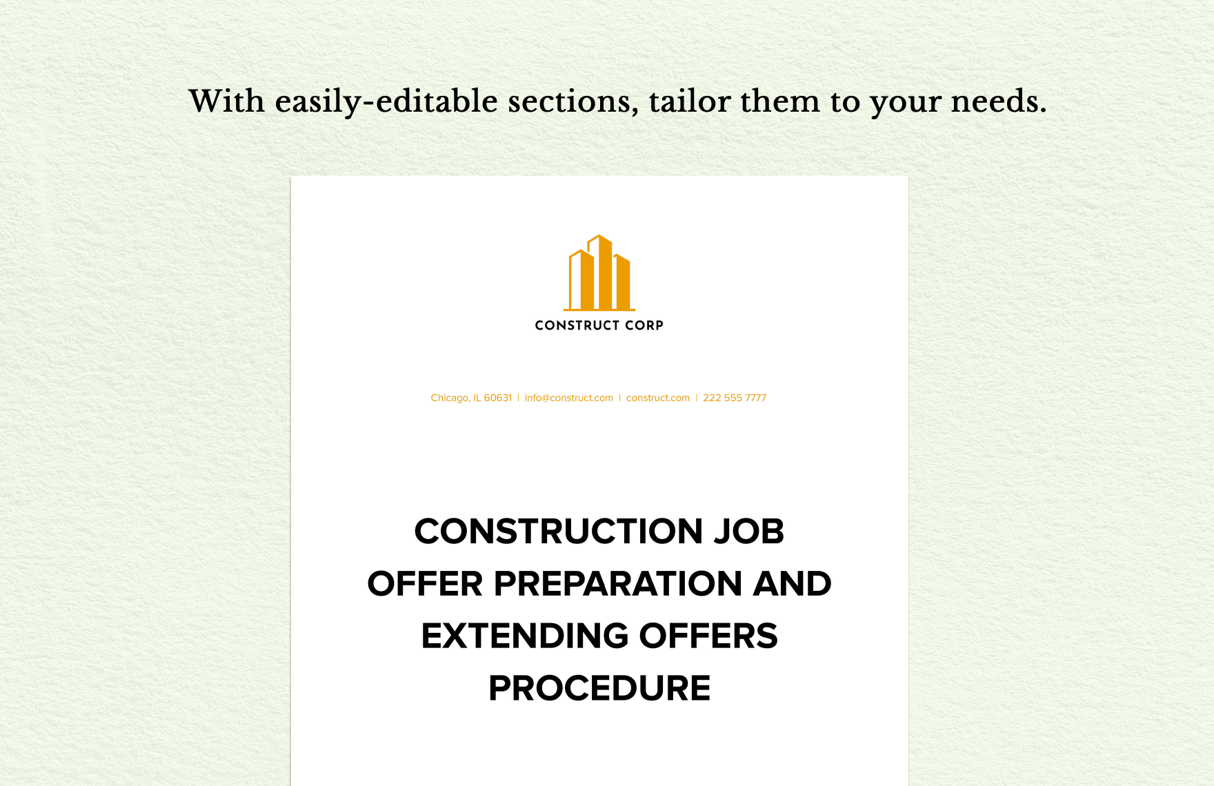 Construction Job Offer Preparation and Extending Offers Procedure 