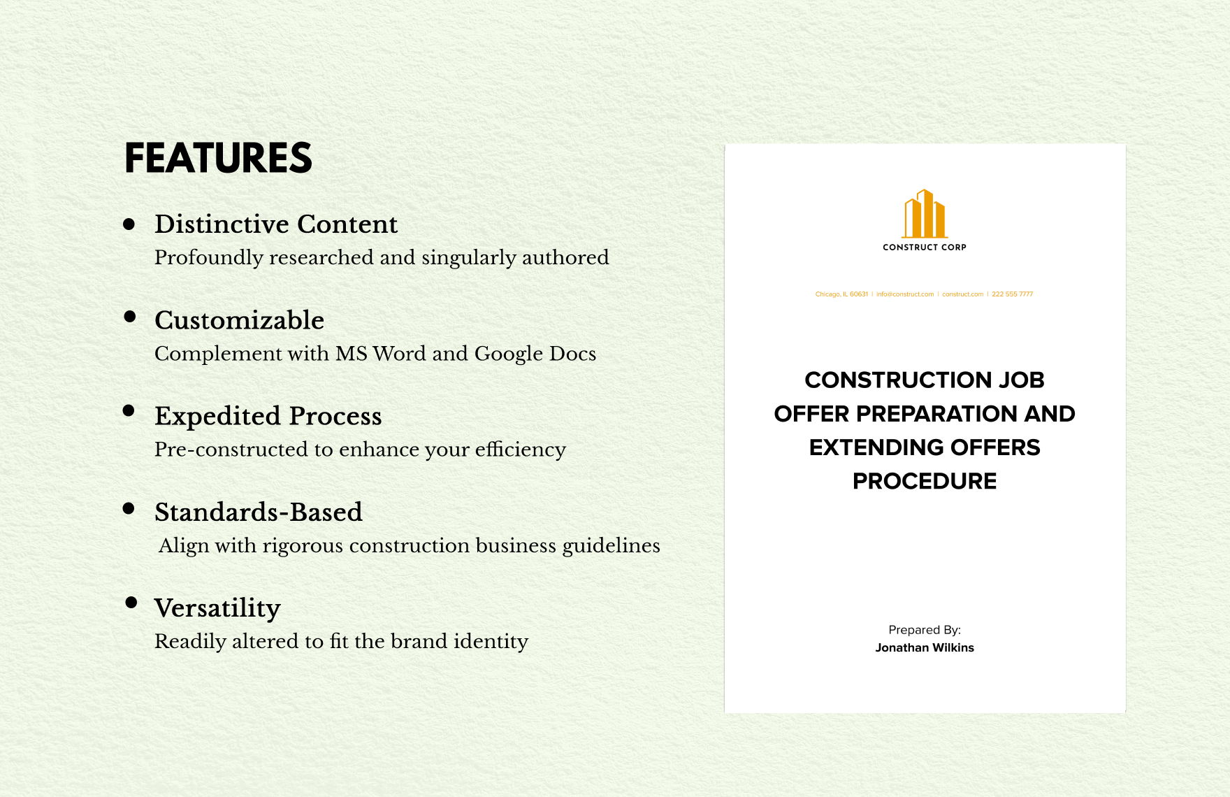 Construction Job Offer Preparation and Extending Offers Procedure 