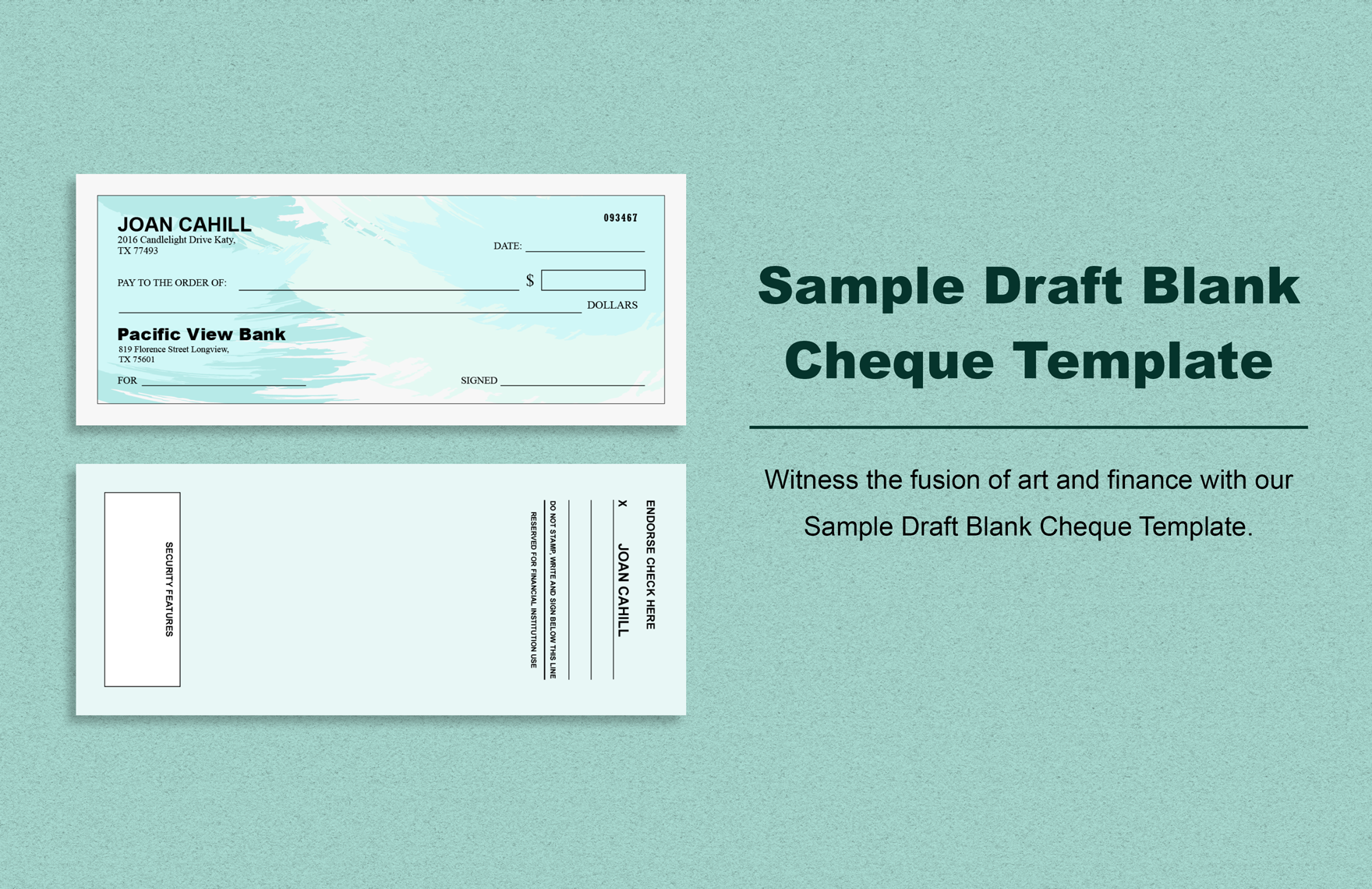 Sample Draft Blank Cheque Template in Word, Illustrator, PSD
