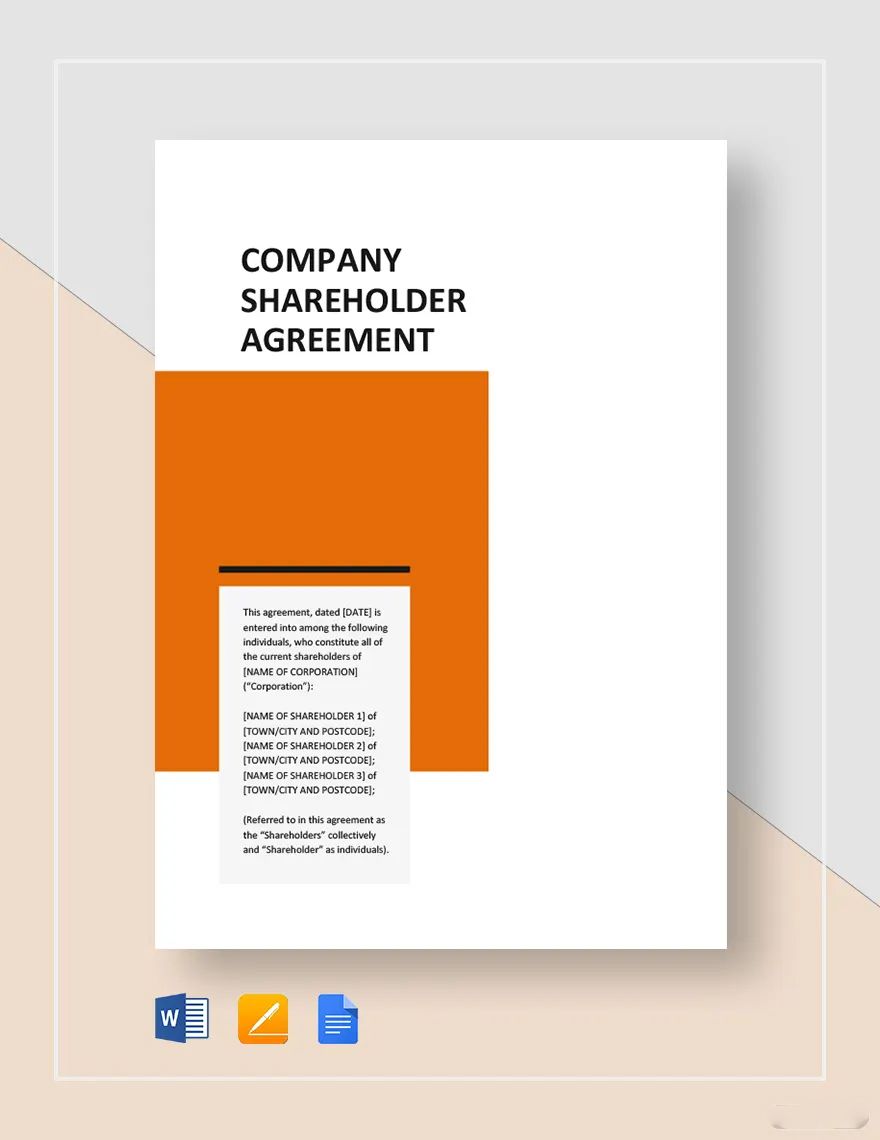 Company Shareholders Agreement Template