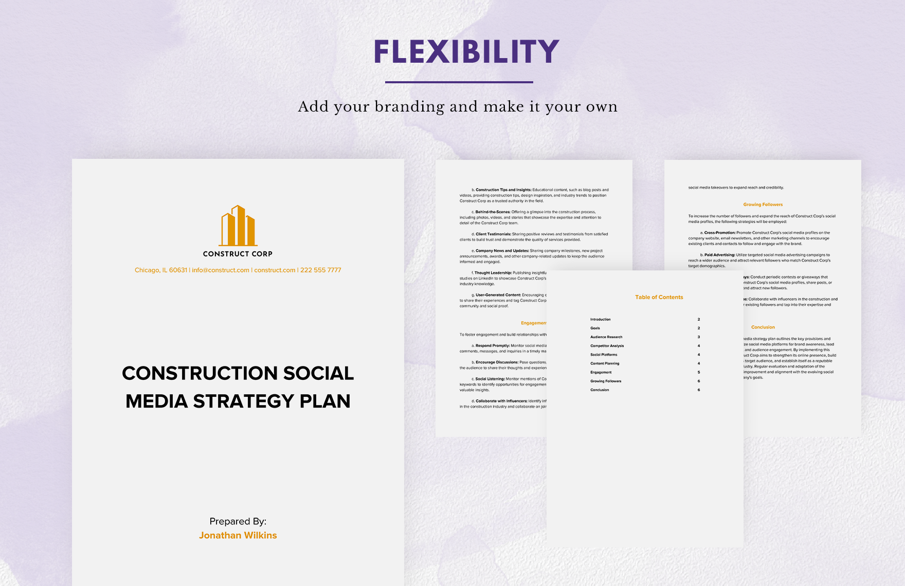 Construction Social Media Strategy Plan Template