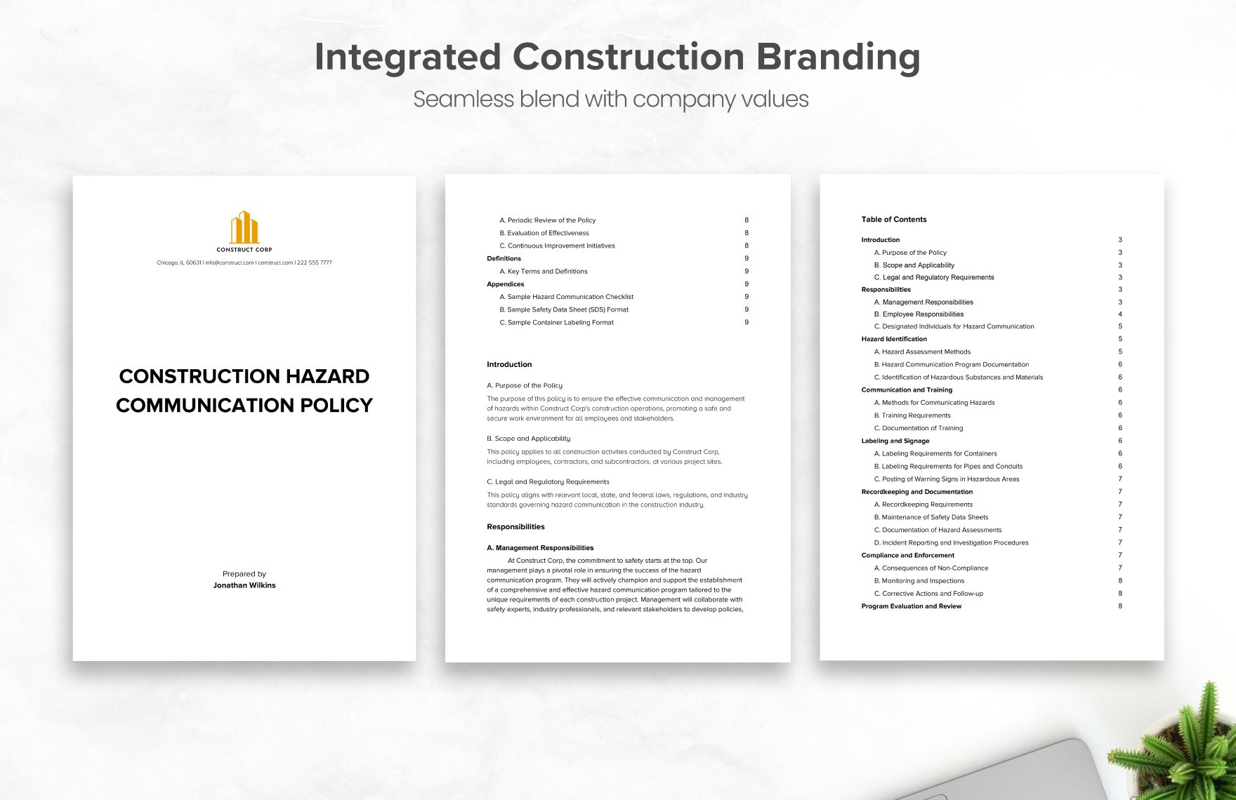 Construction Hazard Communication Policy Template