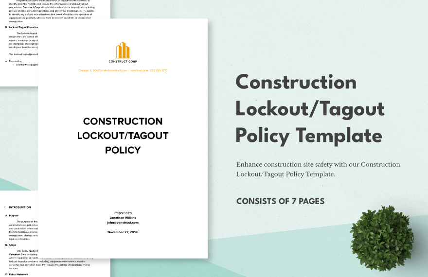 Construction Lockout/Tagout Policy Template