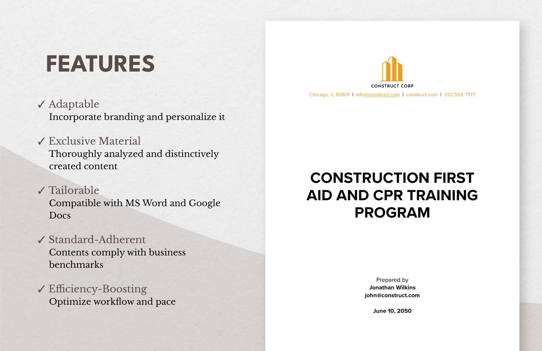 Construction First Aid and CPR Training Program Template