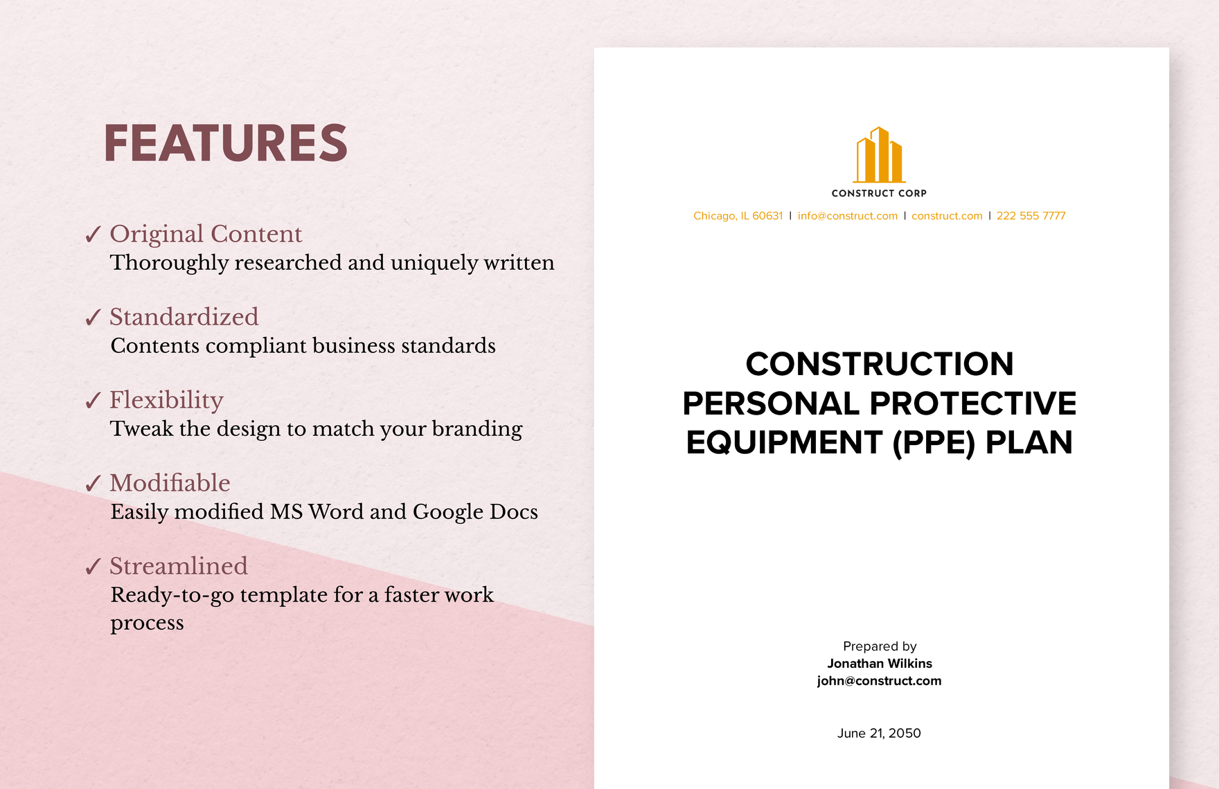 Construction Personal Protective Equipment (PPE) Plan Template