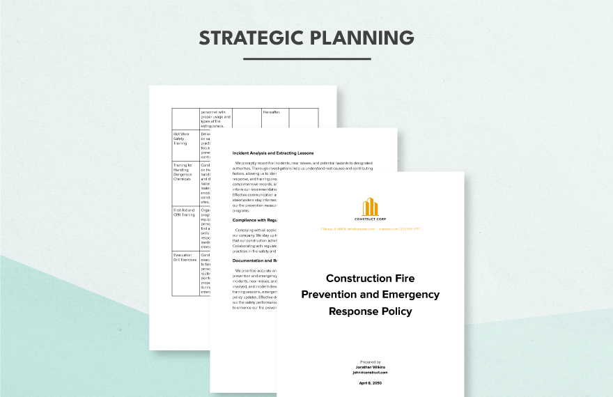 Construction Fire Prevention and Emergency Response Policy Template