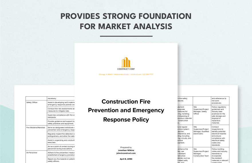 Construction Fire Prevention and Emergency Response Policy Template
