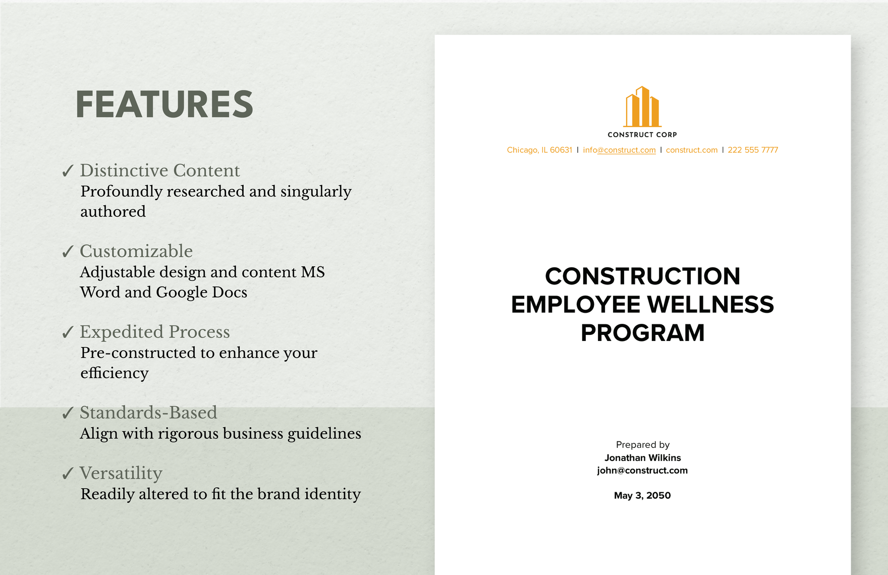 Construction Employee Wellness Program Template