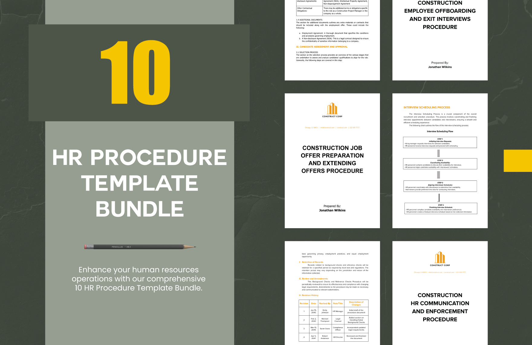 10 Construction HR Procedure Template Bundle