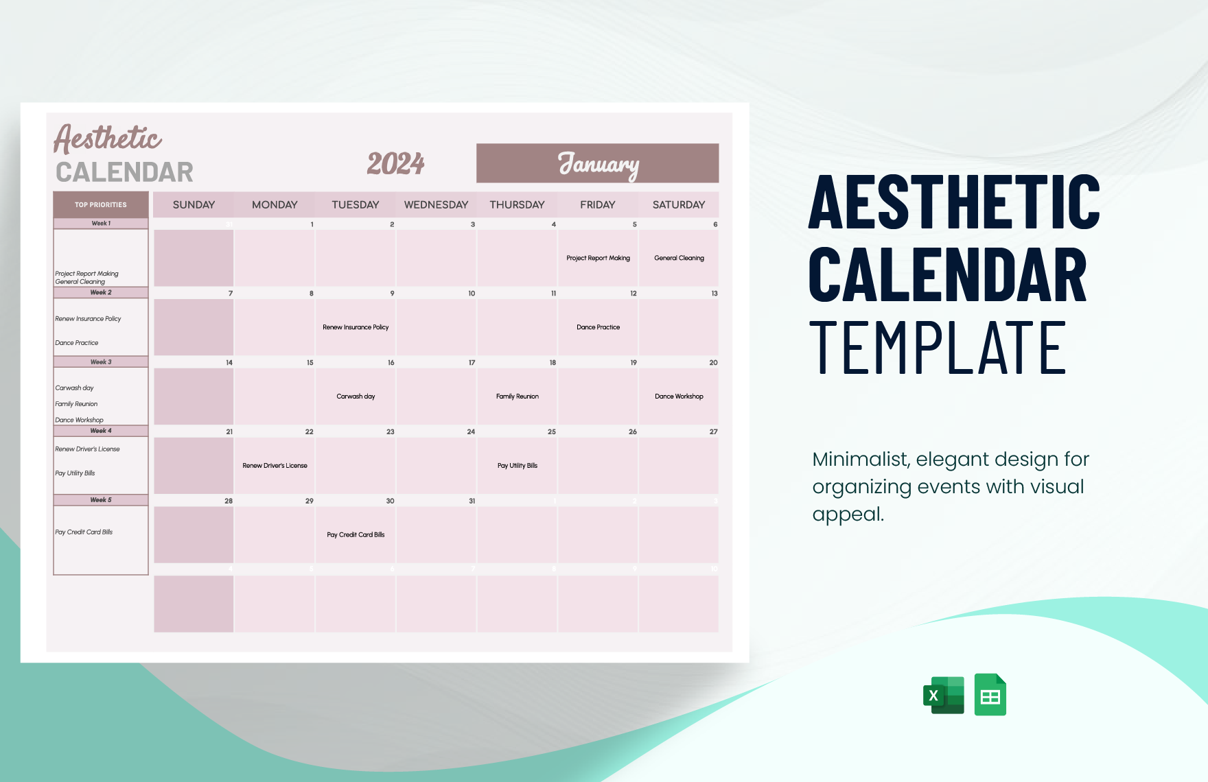 Aesthetic Calendar Template