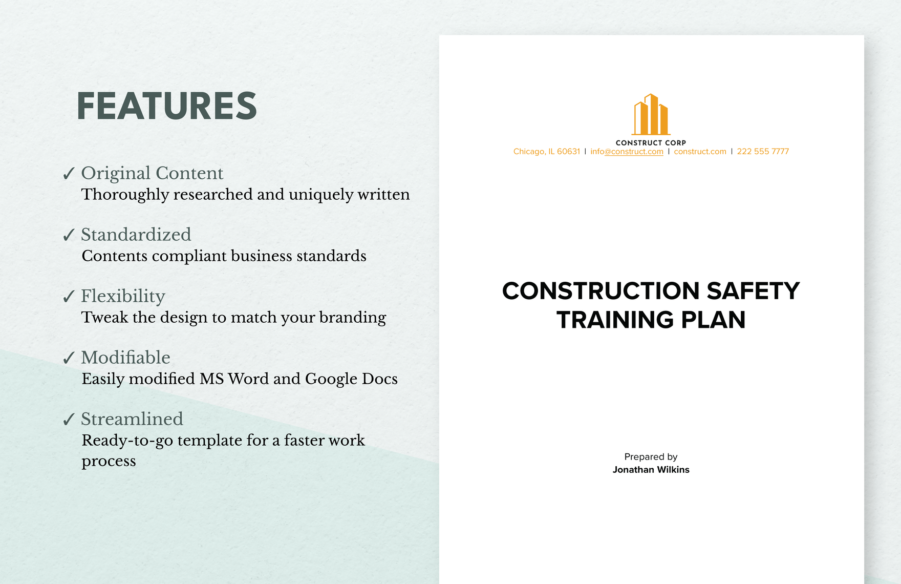 Construction Safety Training Plan Template