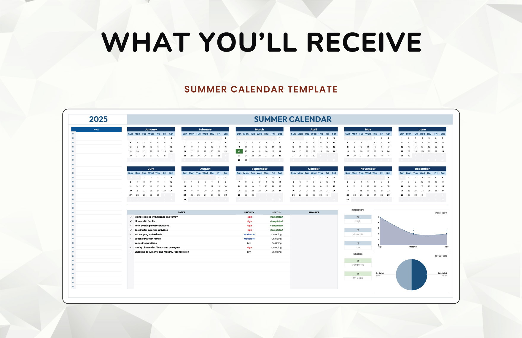 Summer Calendar Template