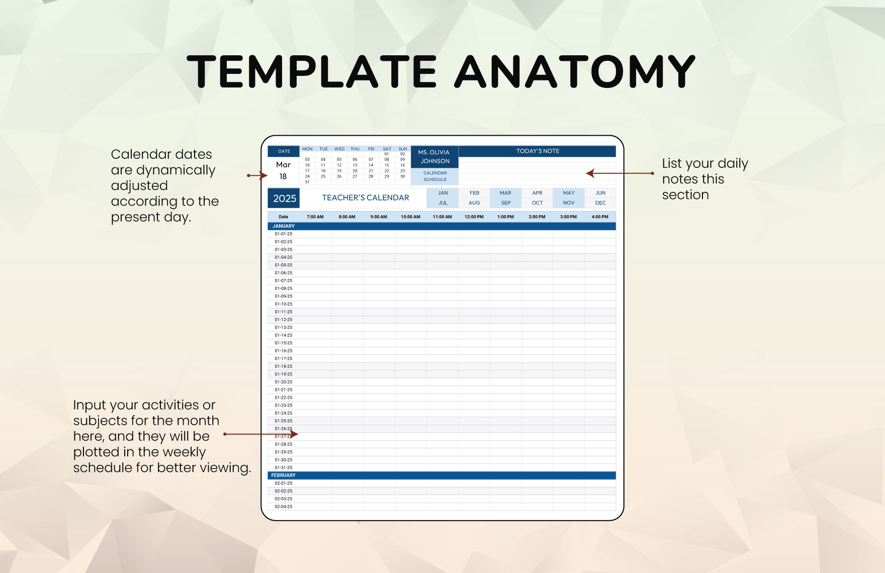 Teacher Calendar Template