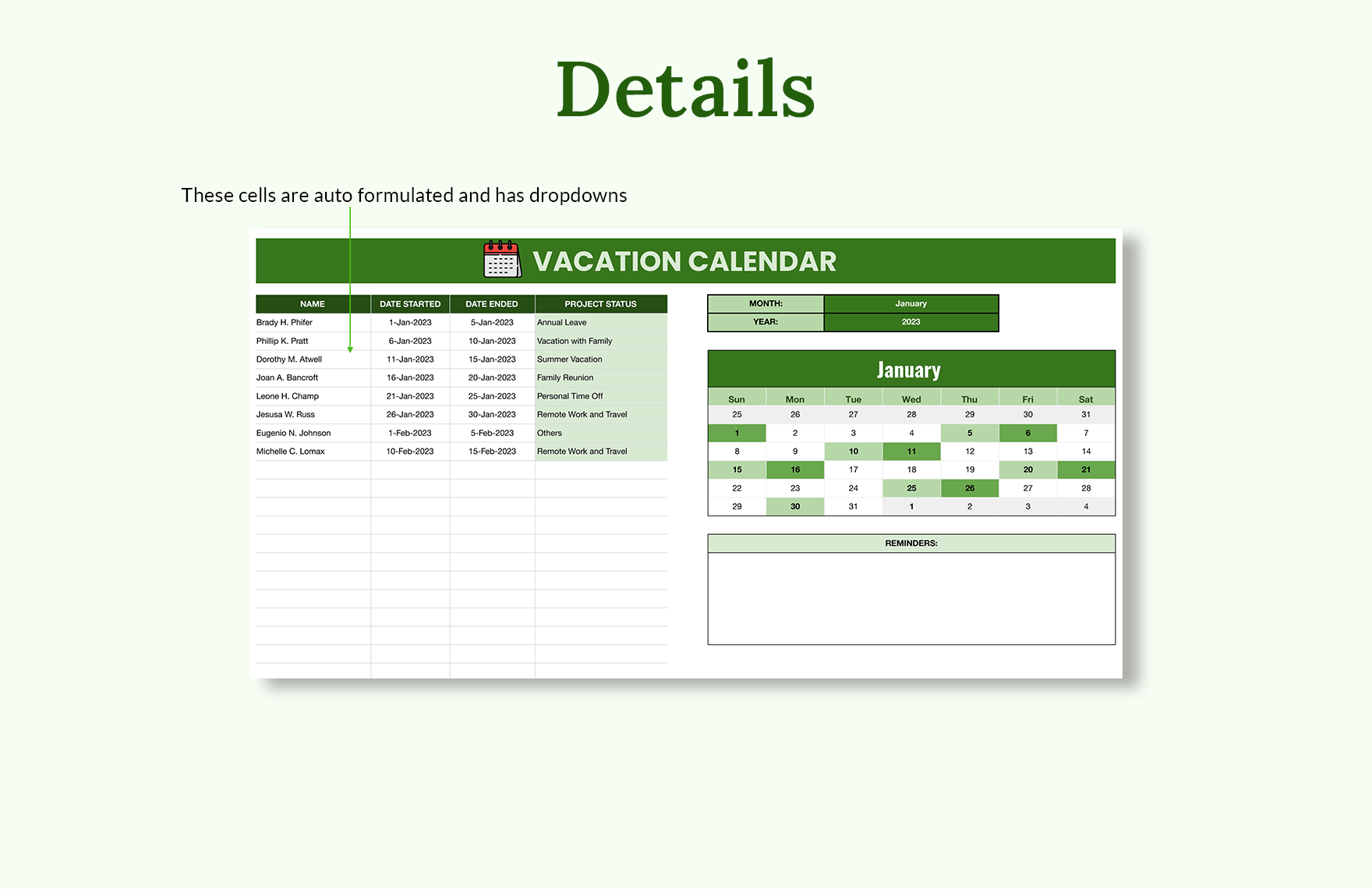 Vacation Calendar Template Download in Excel, Google Sheets
