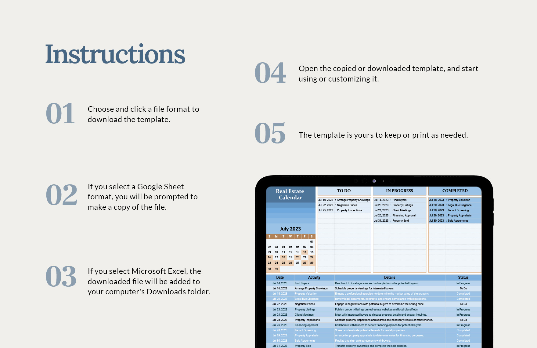 Real Estate Calendar Template Download In Excel Google Sheets