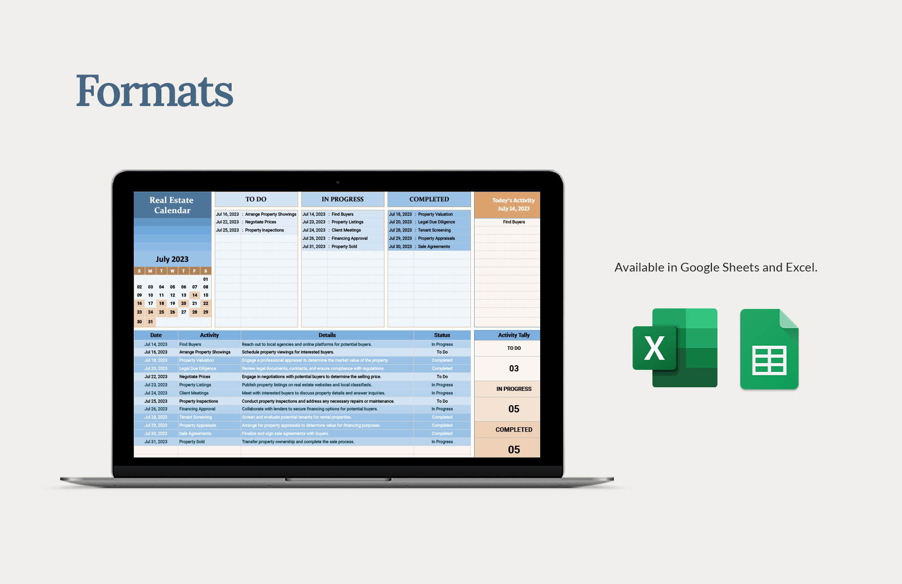 Real Estate Calendar Template Download in Excel, Google Sheets