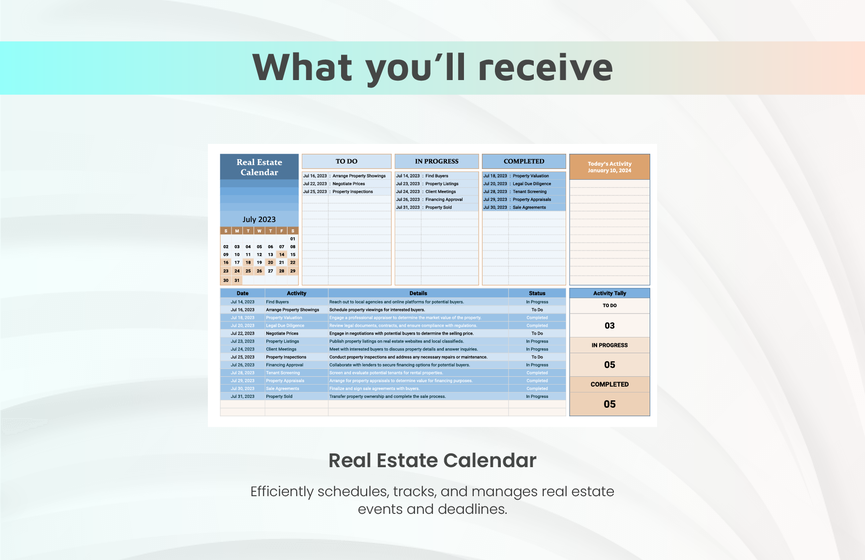 Real Estate Calendar Template