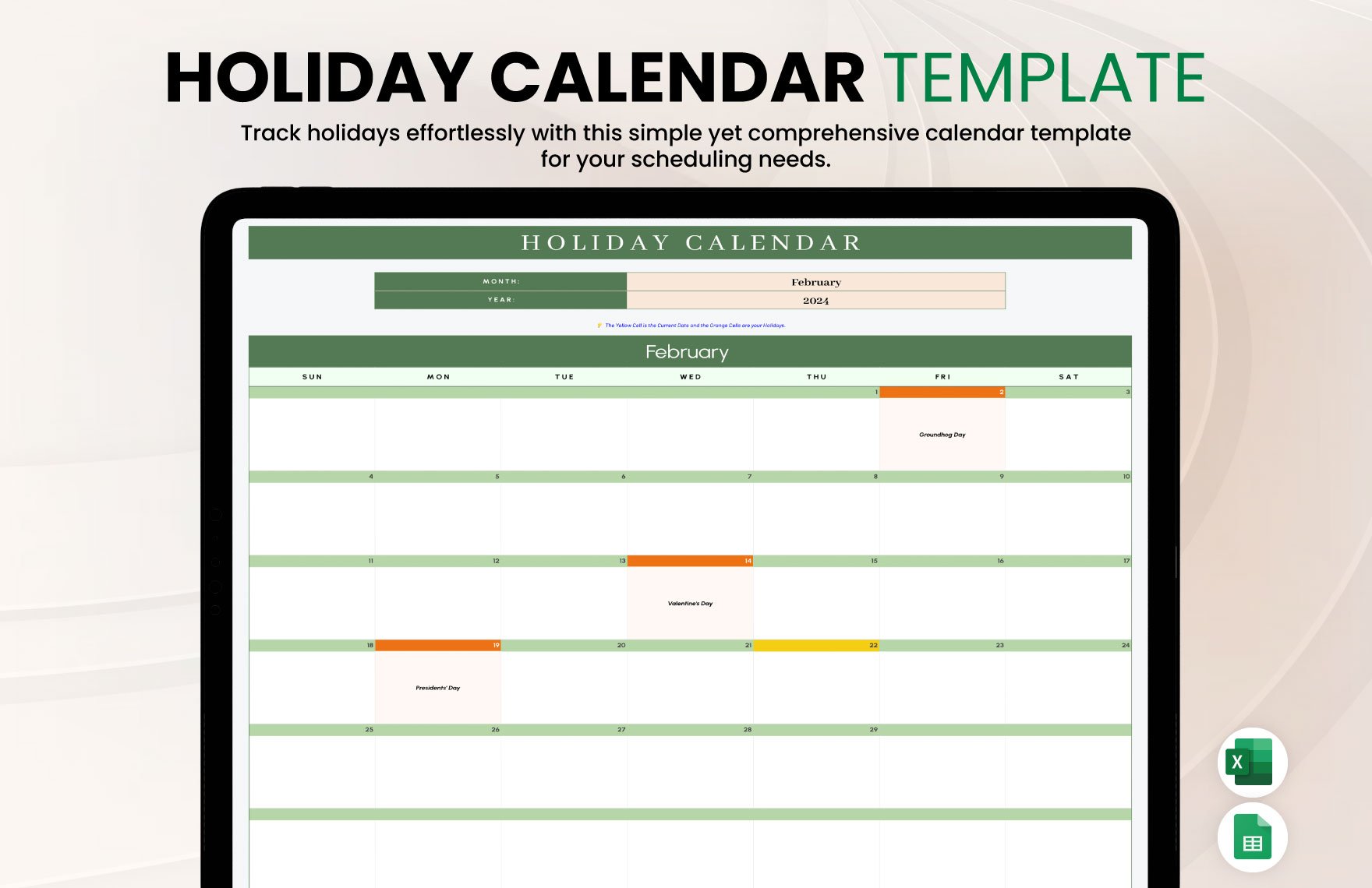 Holiday Calendar Template