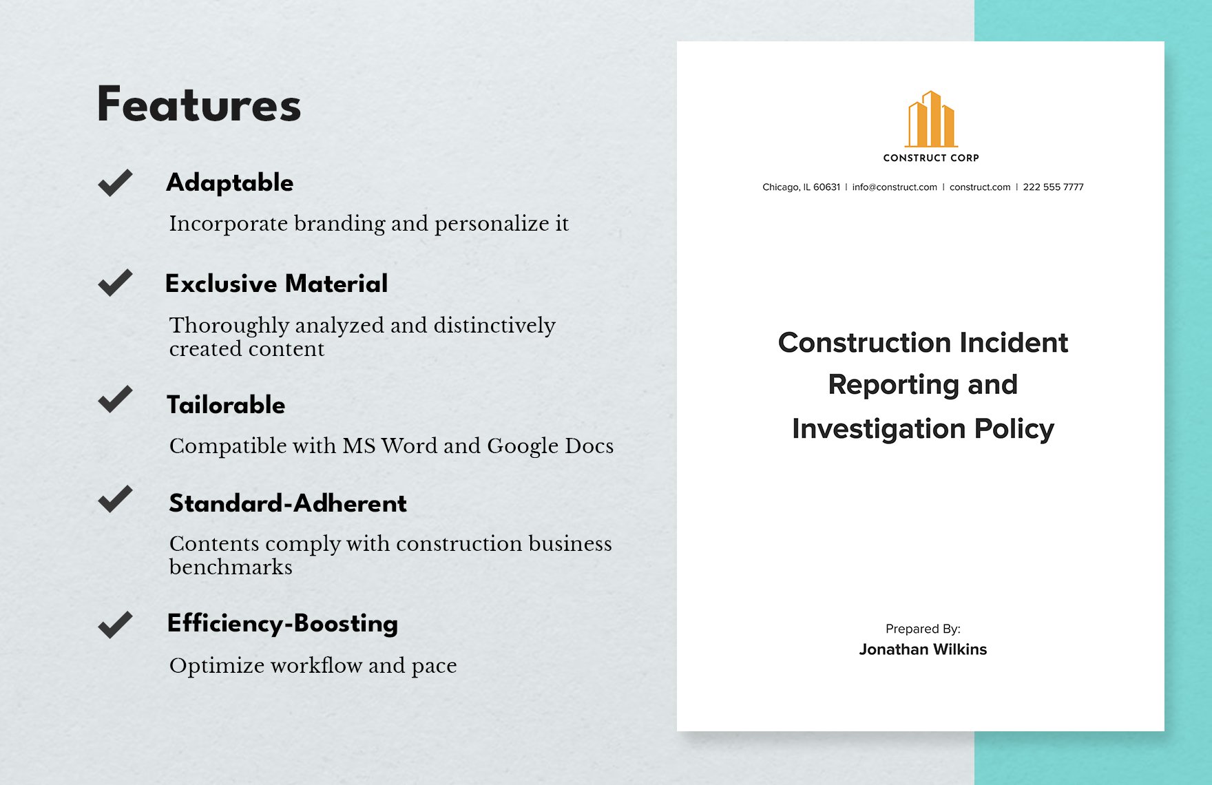 Construction Incident Reporting and Investigation Policy Template
