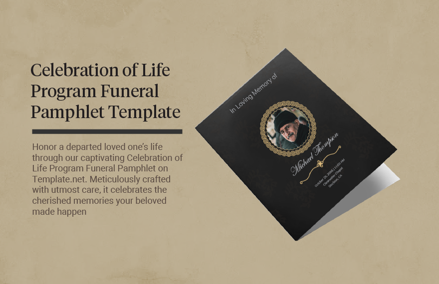 Celebration of Life Program Funeral Pamphlet Template in Word, Illustrator, PSD