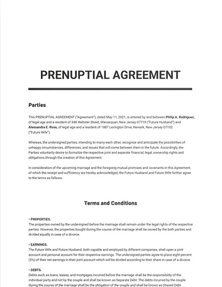Uk Prenuptial Agreement Template