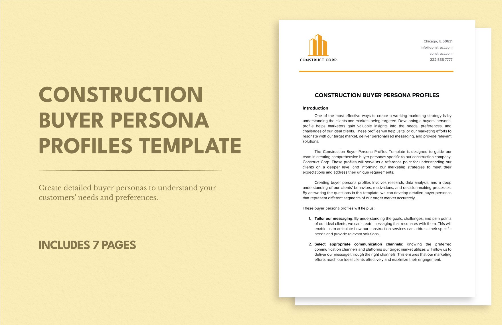 Construction Buyer Persona Profiles Template
