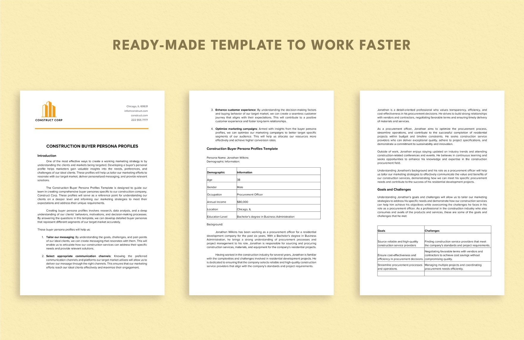 Construction Buyer Persona Profiles Template