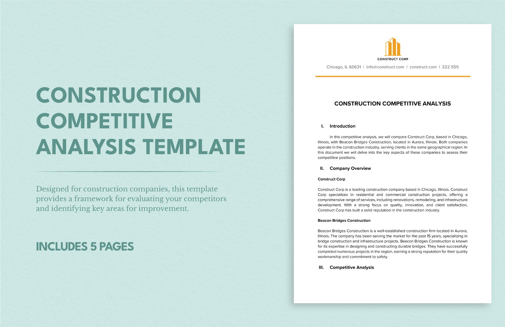 Construction Competitive Analysis Template