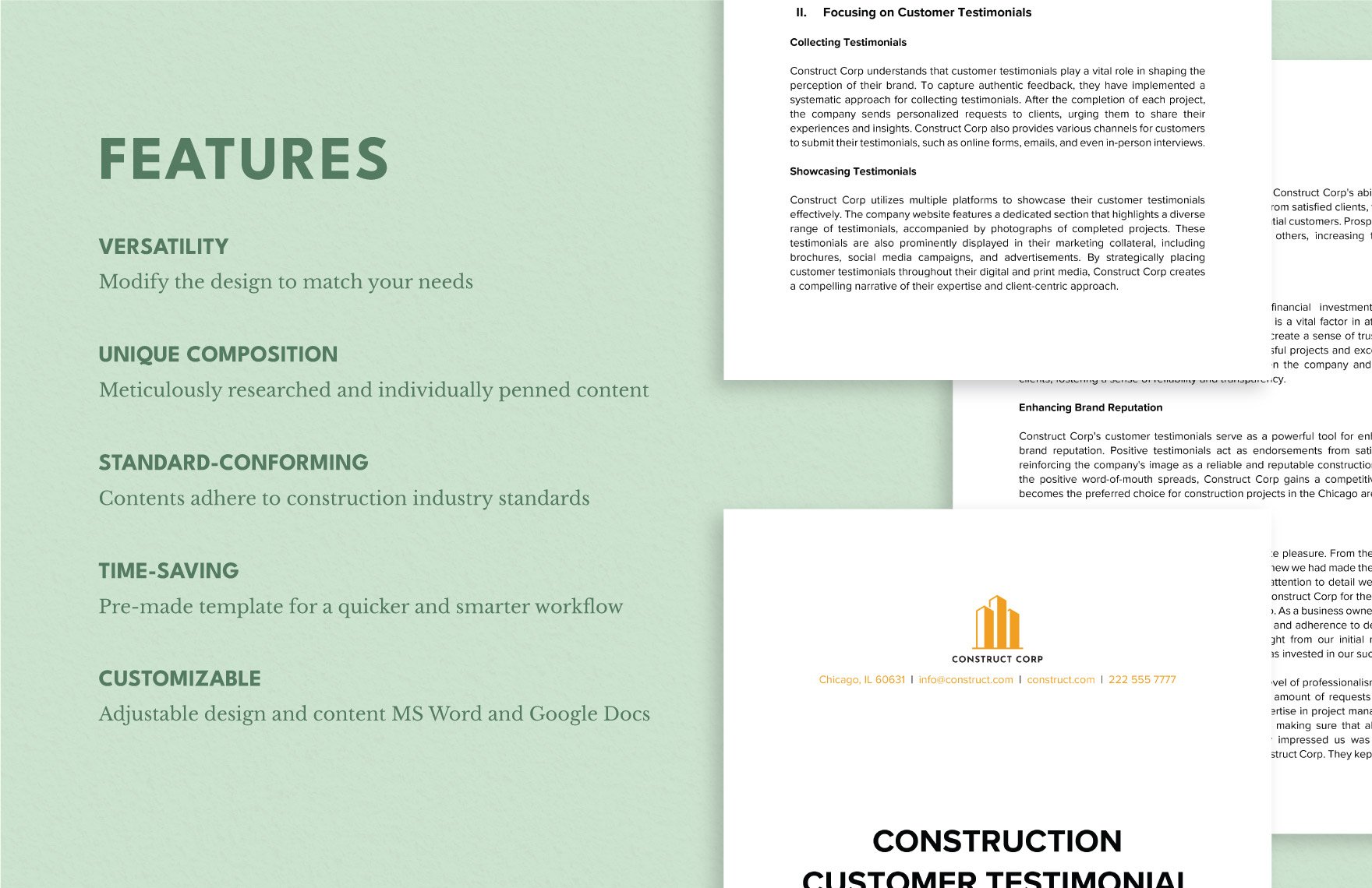 Construction Customer Testimonial and Case Study Template