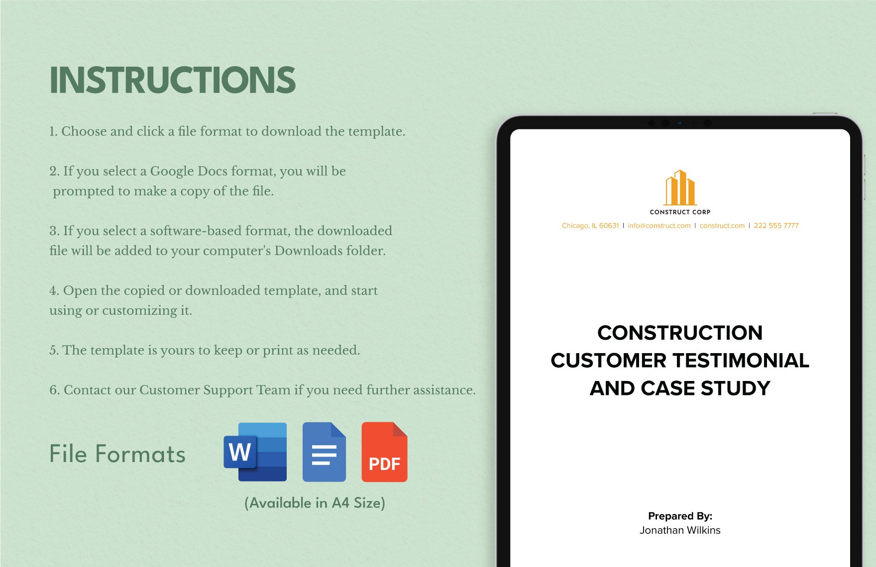 Construction Customer Testimonial and Case Study Template