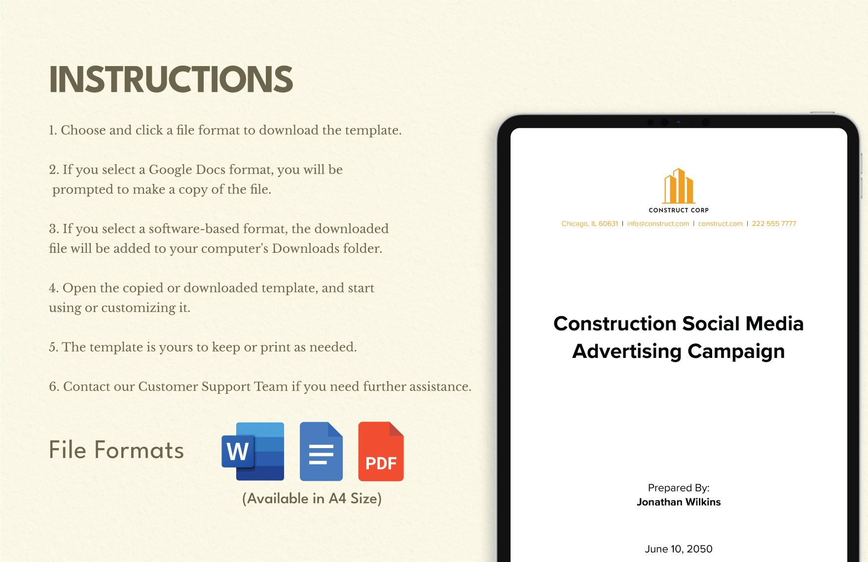 Construction Social Media Advertising Campaign Template