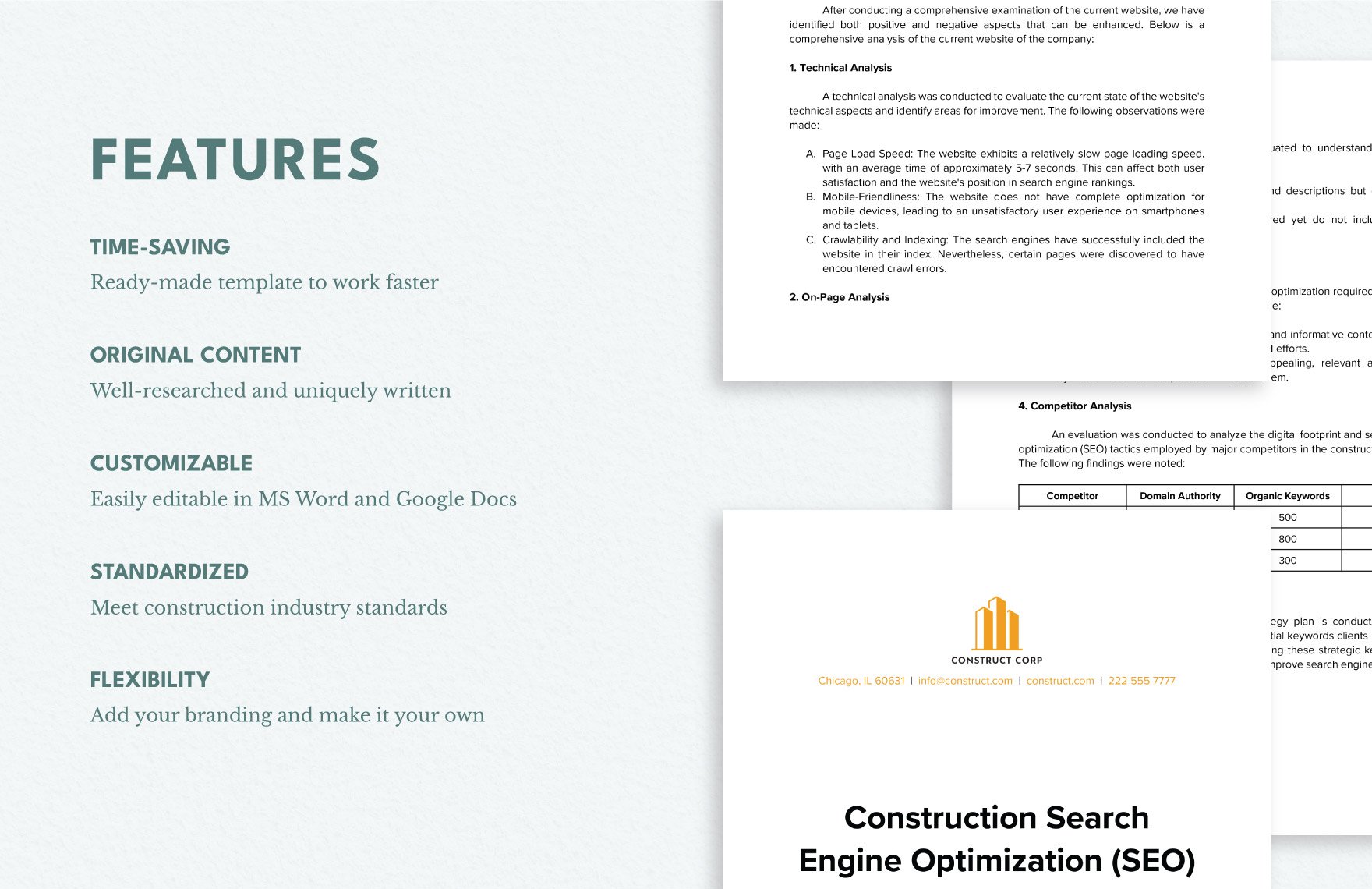 Construction Search Engine Optimization (SEO) Strategy Plan Template