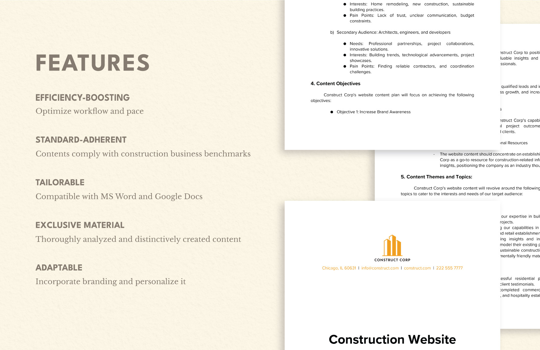 Construction Website Content Plan Template