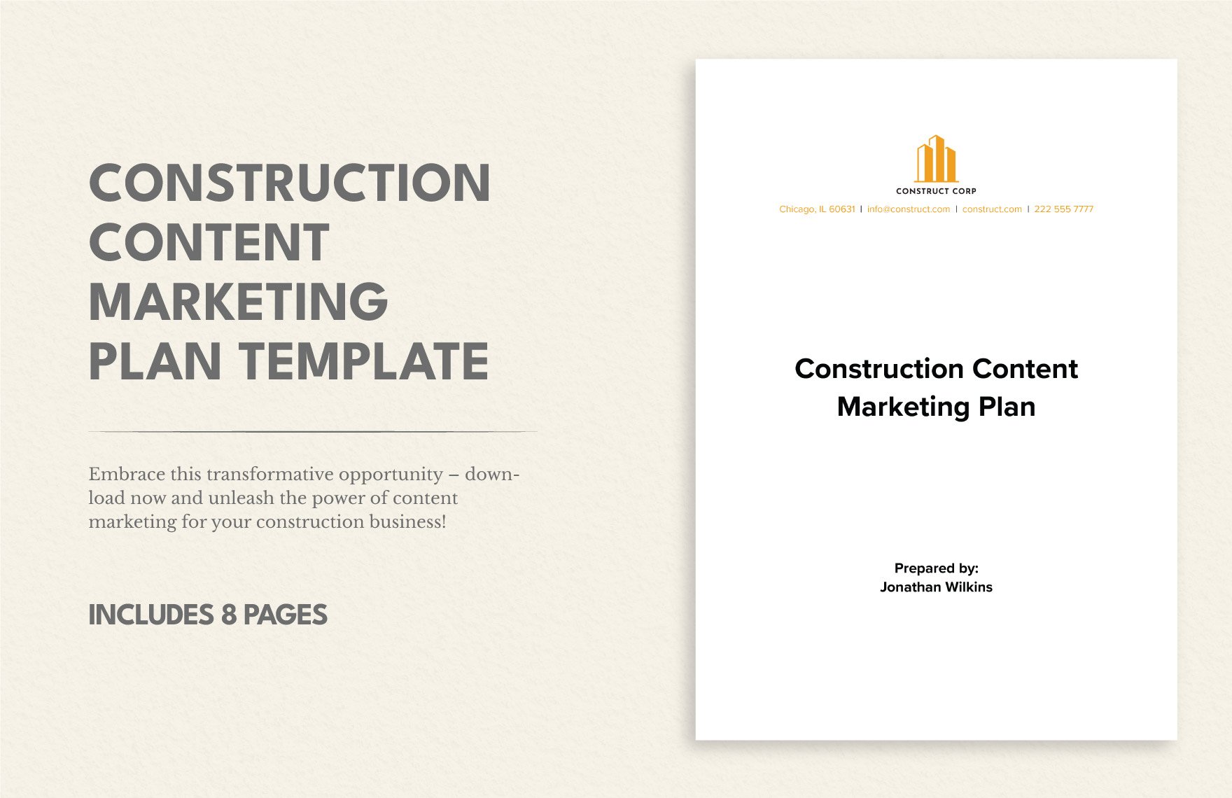 Construction Content Marketing Plan Template