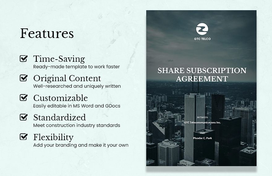 Subscription Agreement Template