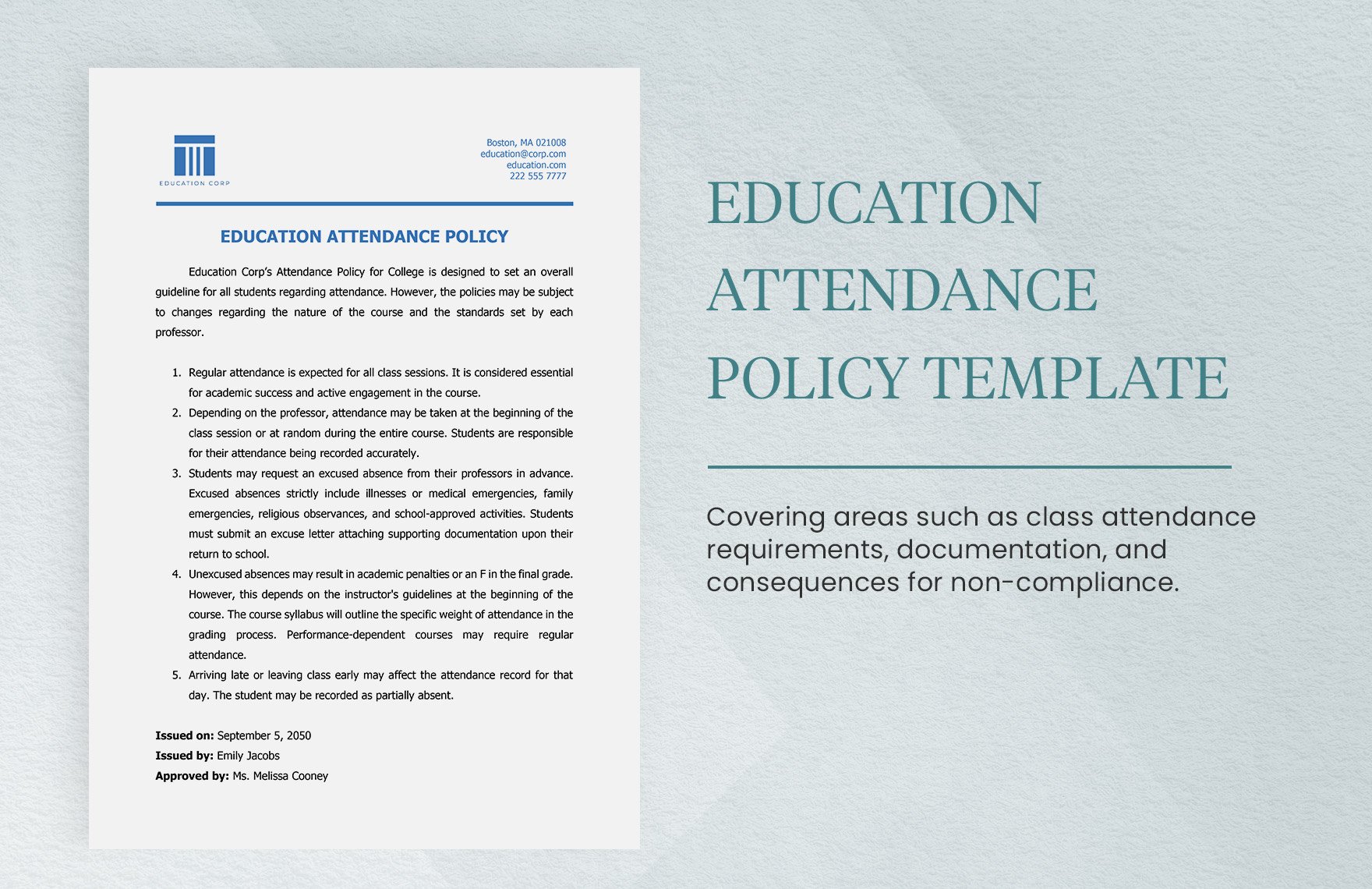 Education Attendance Policy Template  in Word, Google Docs