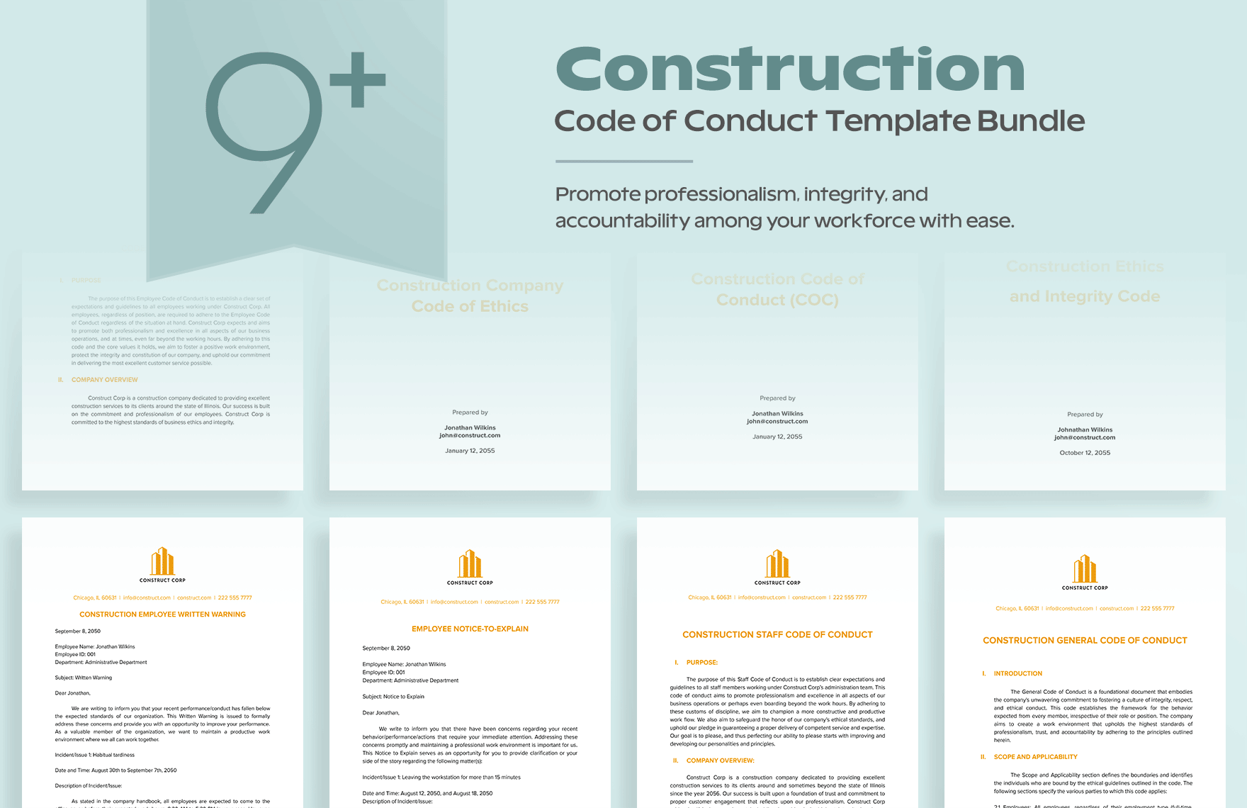 9+ Construction Code of Conduct Template Bundle